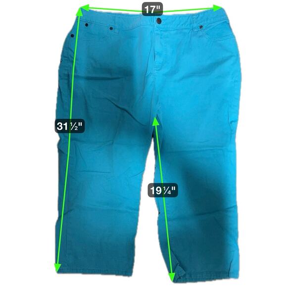 Talbots Curvy Aqua Crop Pants 16P Stretch Cotton Capri Comfort Fit - Picture 8 of 8